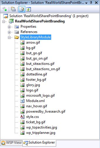Style Library files in the Visual Studio project