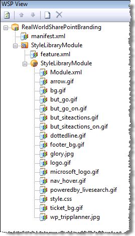 WSP View tool window with added Style Library file