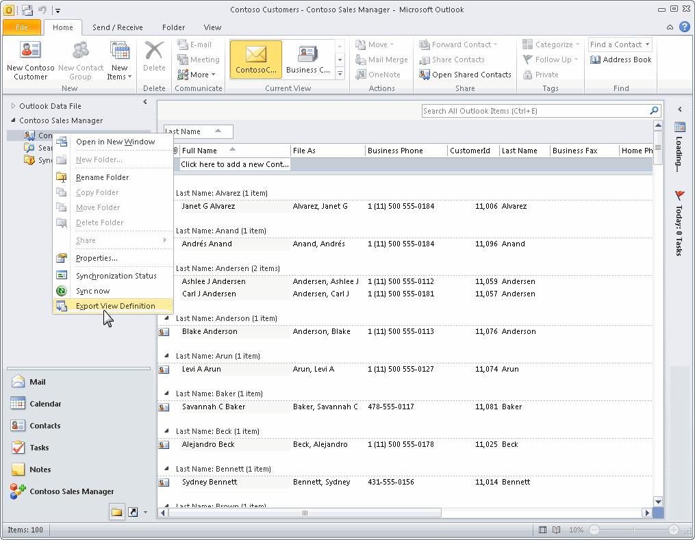 Export view definition in Outlook
