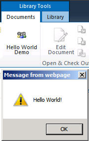 Hello World dialog box