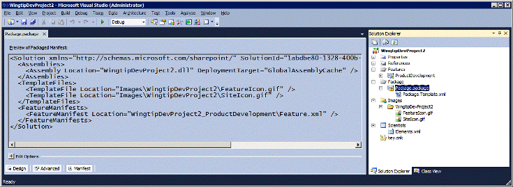 The XML that goes into the manifest.xml file.