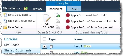 Ribbon buttons enabled when a document is selected