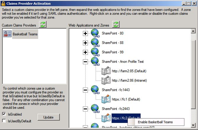 Claims provider activation application and zones