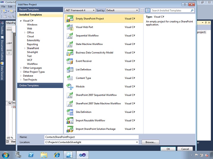 Project templates in SharePoint 2010