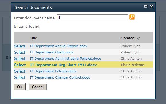 Selected document in search results