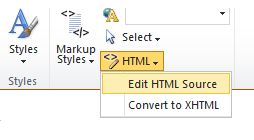 Edit HTML Source on the ribbon