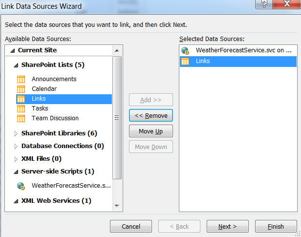 Link Data Sources Wizard