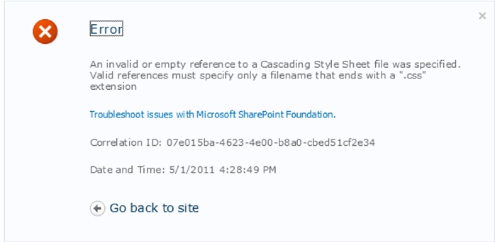SharePoint page error