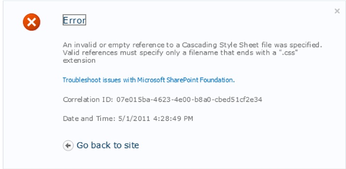 SharePoint-sivuvirhe