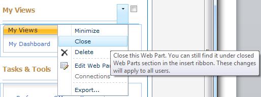 Close a Web Part