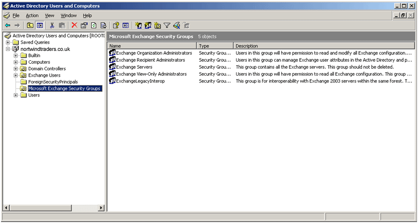 Microsoft Exchange Security Groups in ADUC