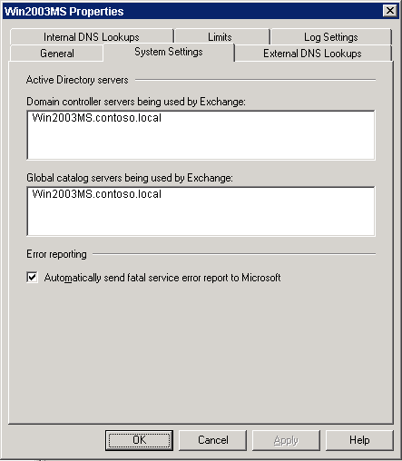 Screenshot of the System Settings Tab in SP1