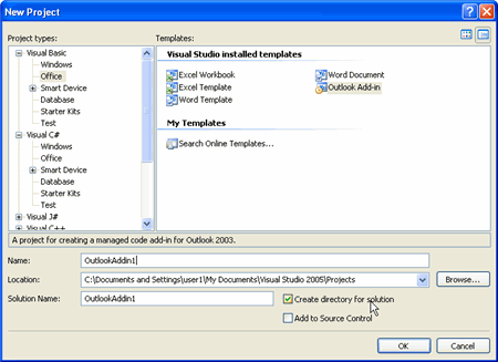 Creating the project in Visual Studio