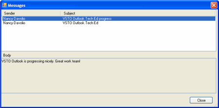 Displaying the custom form for e-mail messages