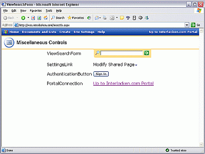 SharePoint ASP.NET server controls display all four elements in the right column of this Web Page.