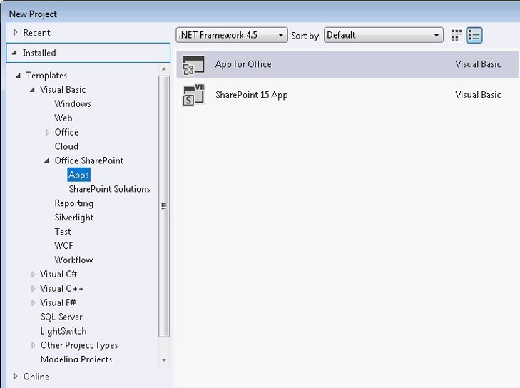 Apps for Office templates in Visual Studio
