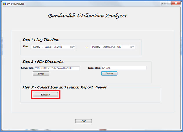 Collecting data in the Bandwidth Utilization Analy