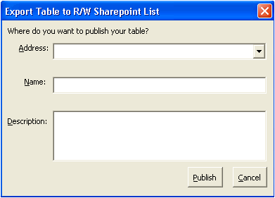 Exporting a table to a SharePoint R/W List