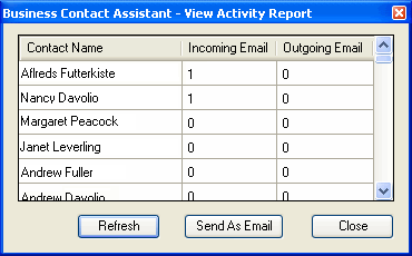 Viewing the activity report in the add-in