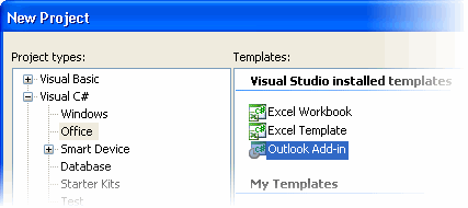 Using the project template for a new add-in