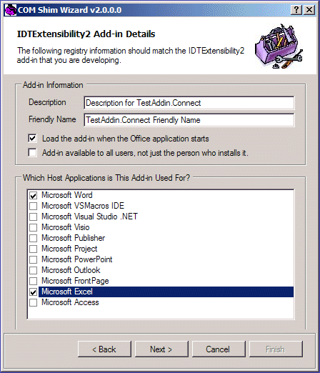 Specifying registry information for the add-in