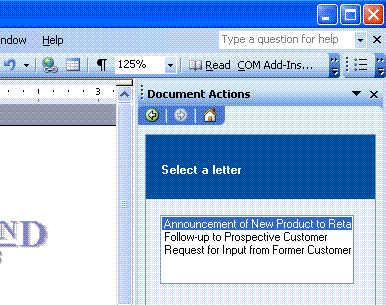 Add a control to the actions pane (Click picture to view larger image)