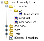 Hierarchical file structure of a Word 2007 document containing custom XML data