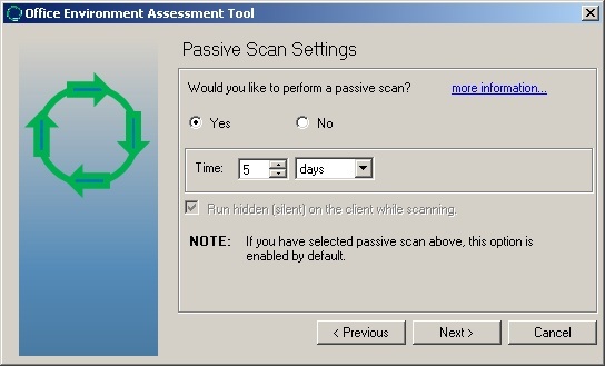 OEAT passive scan settings