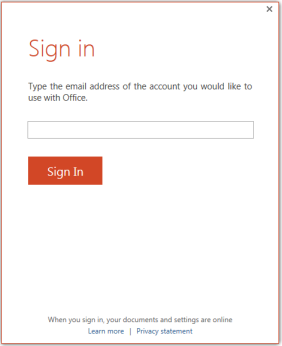 A screenshot of a sign-in window that lets you decide whether to use a Microsoft account or Organization ID to sign-in.