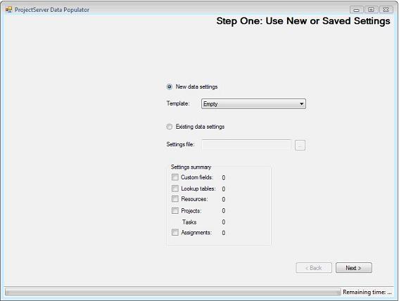 Project SErver 2007 data populator - Step 1