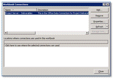 Workbook Connections dialog