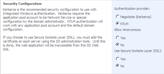Default authentication settings