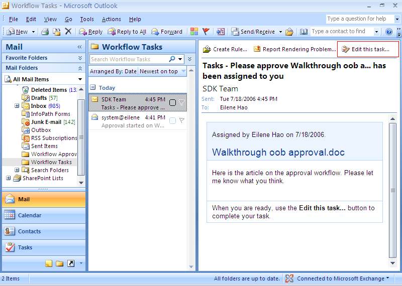 Office SharePoint Server 2007 workflow tasks