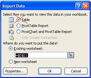 Excel Services - import data dialog box