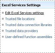 Excel Services data connection settings
