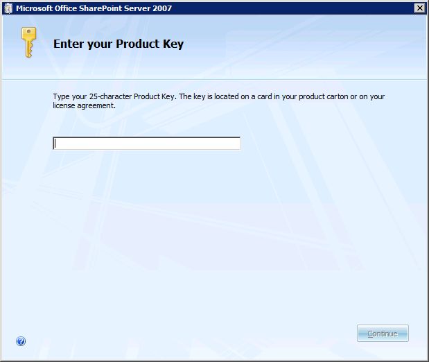 Setup Wizard - Enter your product key