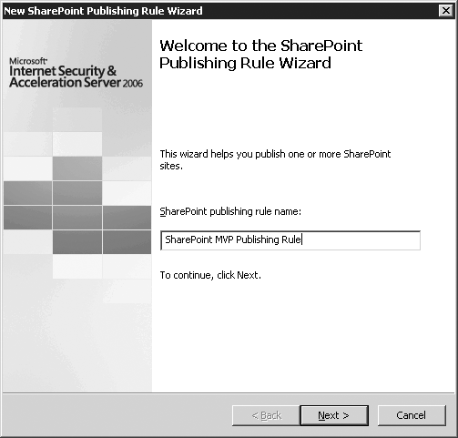 SharePoint Publishing Rule Wizard page