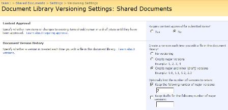 Document Library Versioning Settings