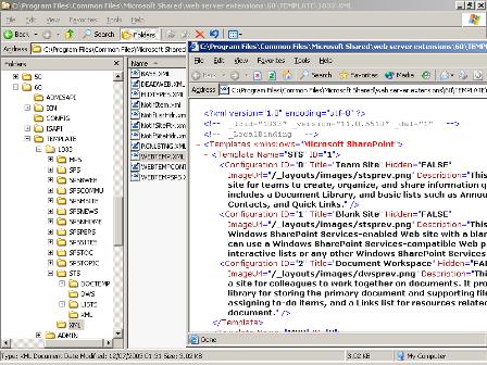 The WEBTEMP.XML file screen