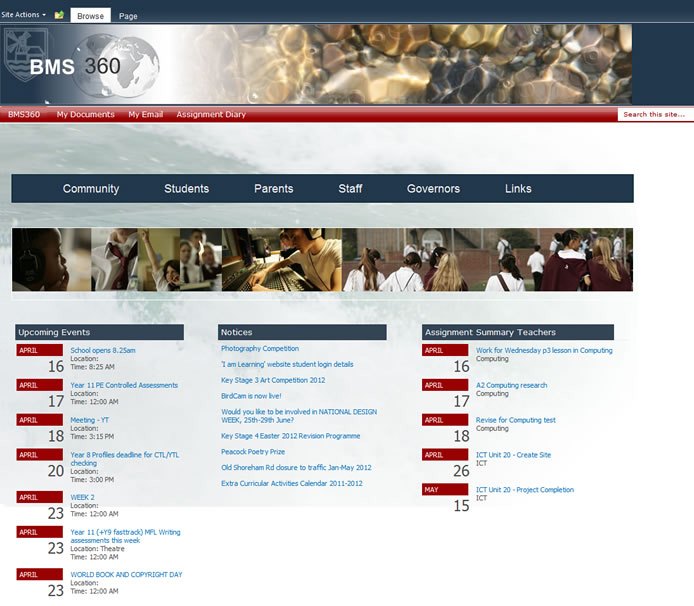 BMS 360 home page