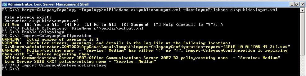 Windows PowerShell Import Legacy Config warning