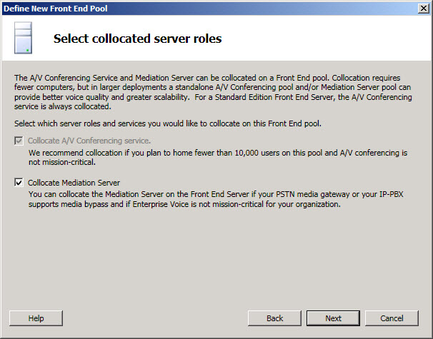 Standard Edition Collocated Services page