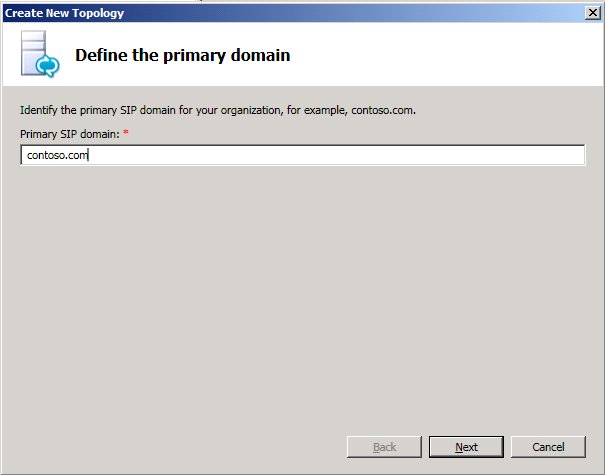 Define the primary domain dialog box