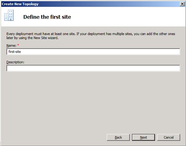 Define the first site dialog box