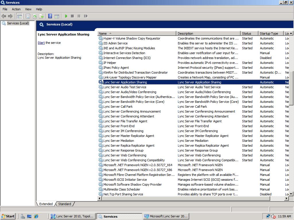 Lync Server Service Started