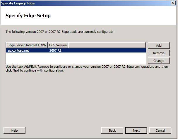 Topology Builder Specify Edge Setup page