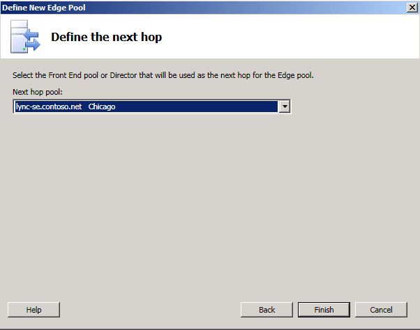 Define Next Hop dialog box