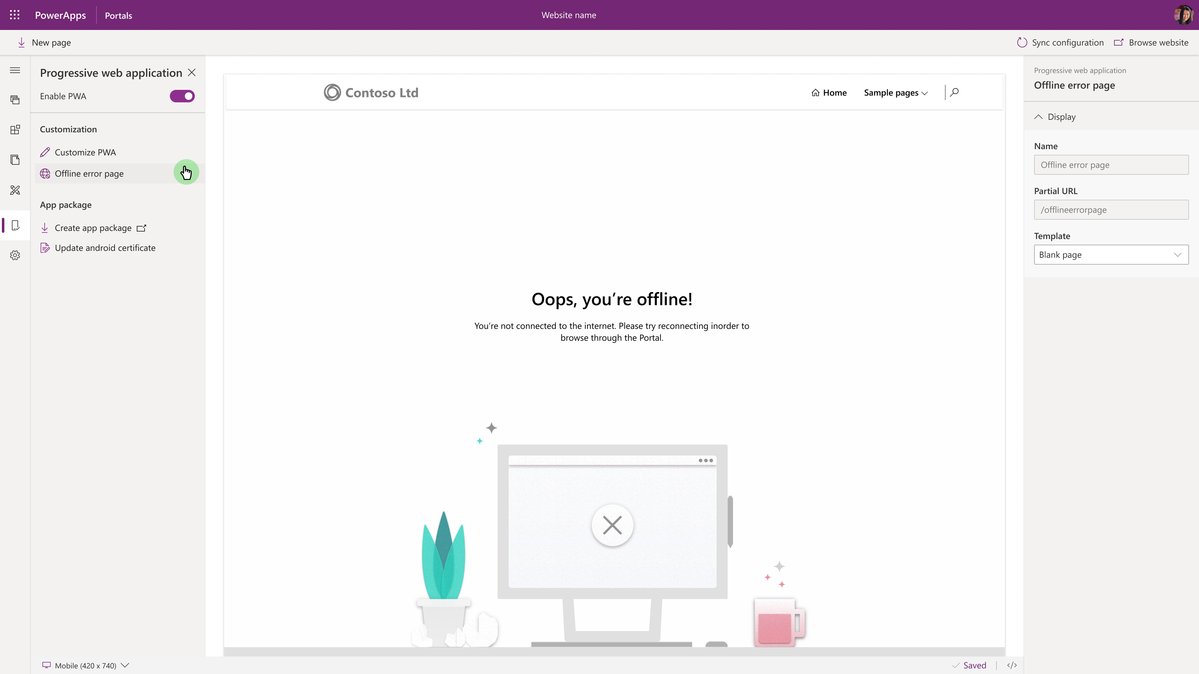 PWA offline generic error.