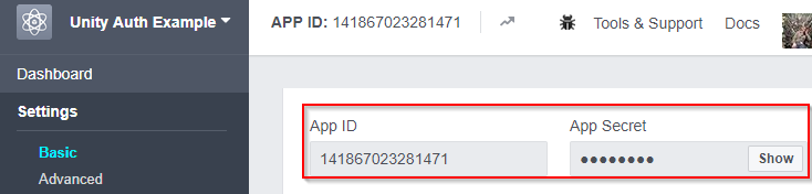 app id and shared secret