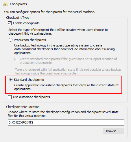 How To Capture An Image Checkpoint Settings